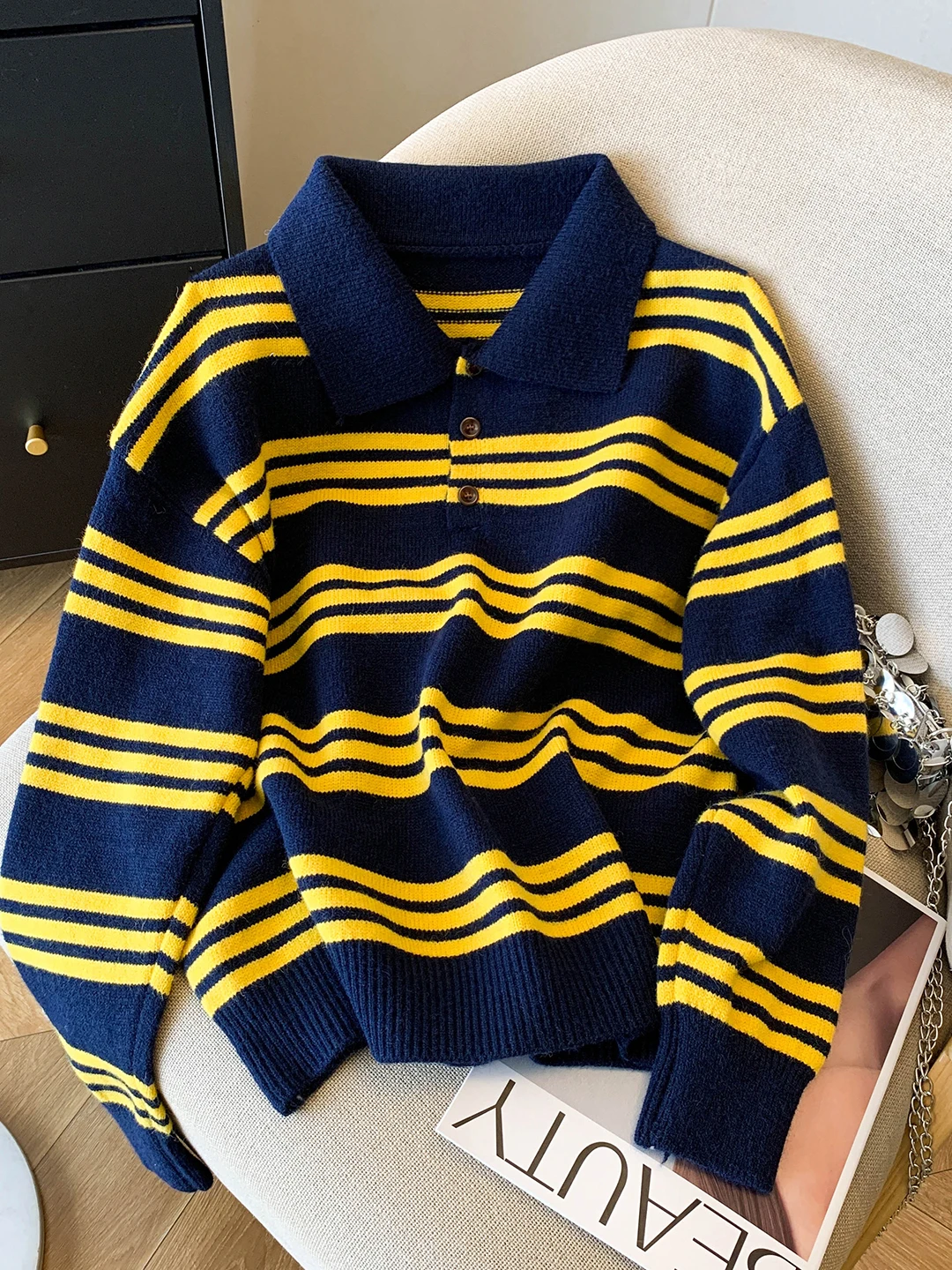 Faionable الخريف الشتاء Ne محبوك سترة المرأة فضفاضة لينة شريط عادية Sle الكورية فضفاضة تناسب سترة طويلة Sve