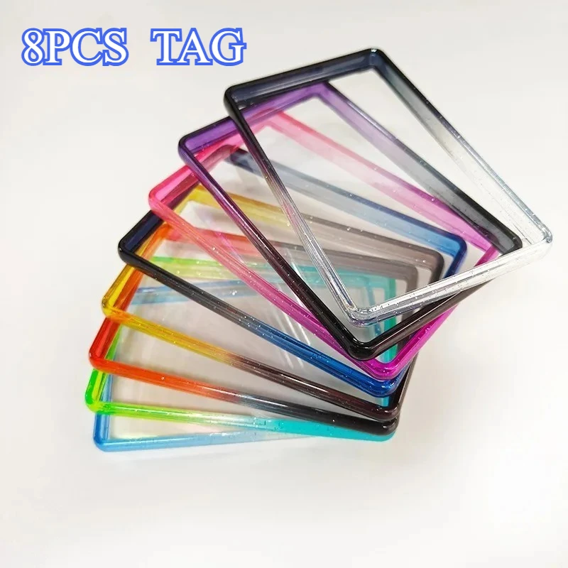 8PCS Fully Enclosed Drop Proof Graded Card Protector, Glitter Gradient Silicone Protective Frame For P-S-A / B-G-S / T-A-G