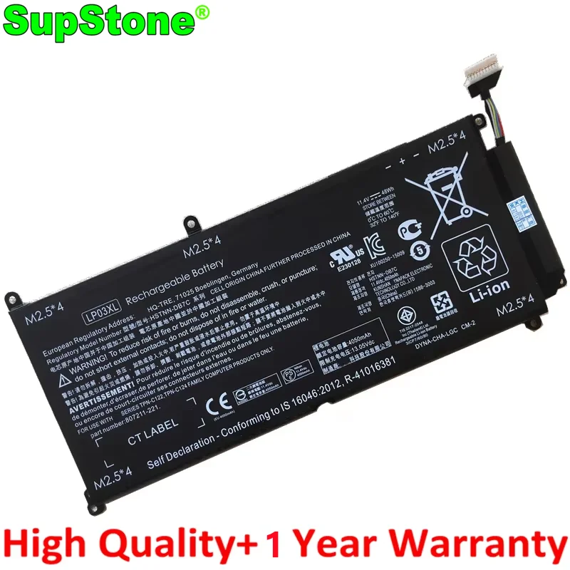 

SupStone Новый аккумулятор для ноутбука LP03XL HSTNN-DB6X DB7C UB6R для HP Envy 15-AE020TX AE015TX TPN-C121 C122 C124 807417 -005 807211 -121
