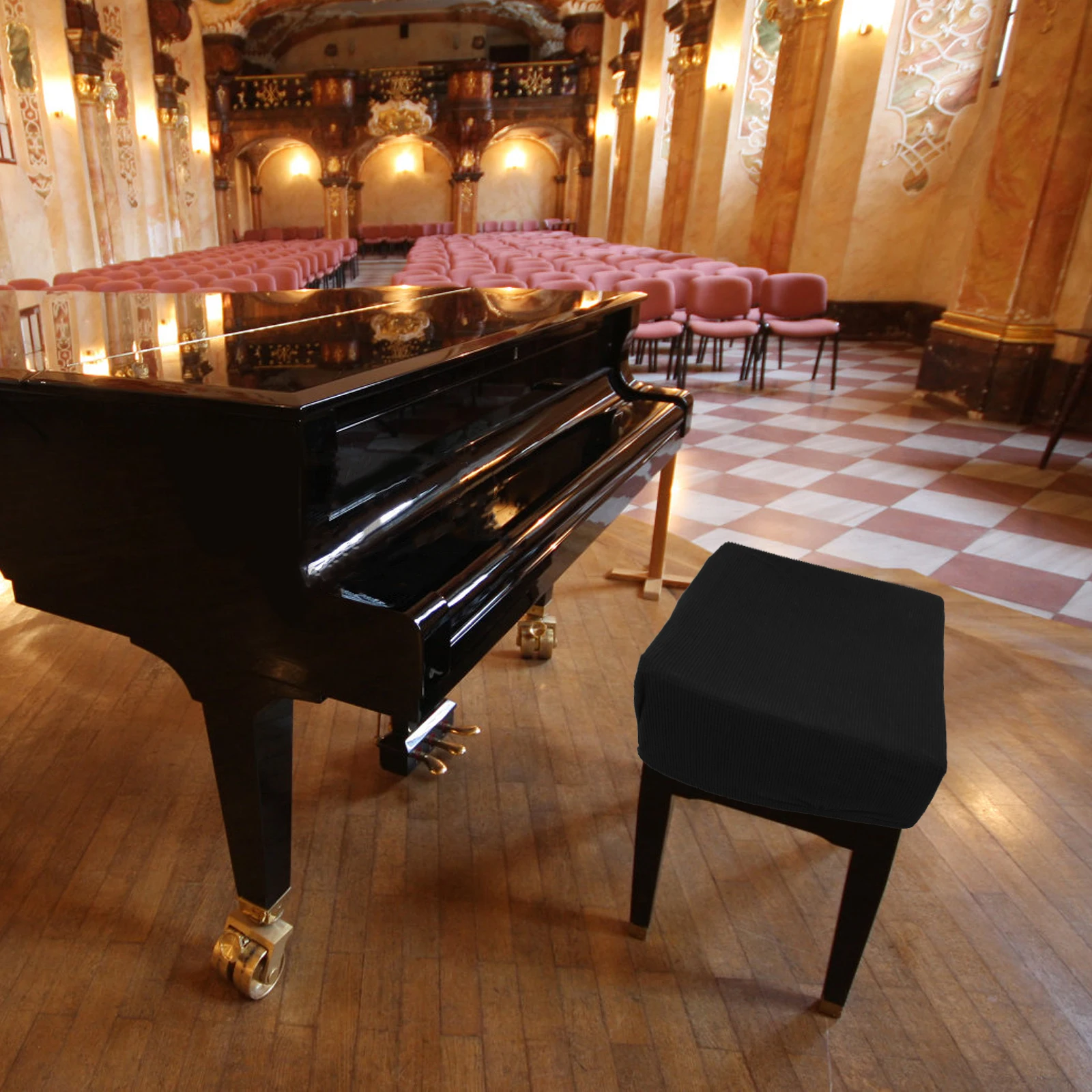 

Stretchy Piano Stool Thickened Durable Bench Skin-Friendly Simple Design Home Hotel Use Easy Clean Stool Cover