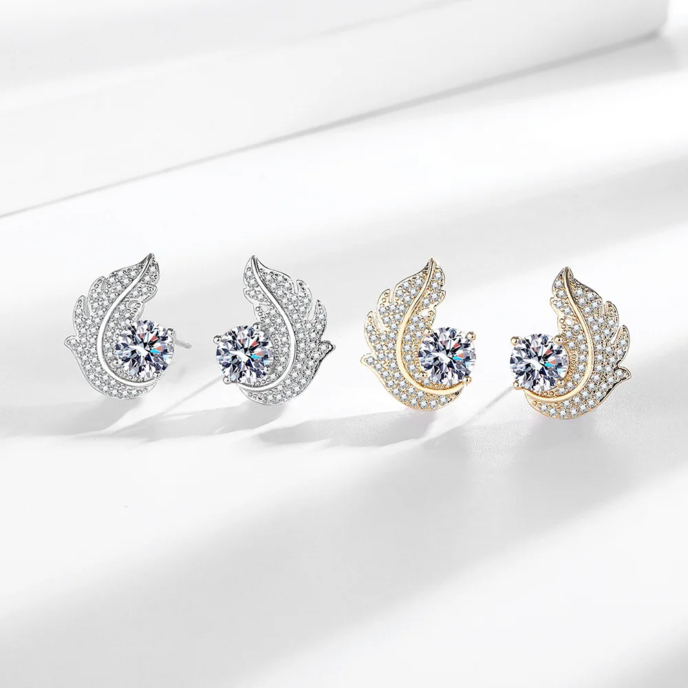 

Французские элитные нишевые серьги-гвоздики из серебра 925 пробы с цирконами в форме перьев для женщин