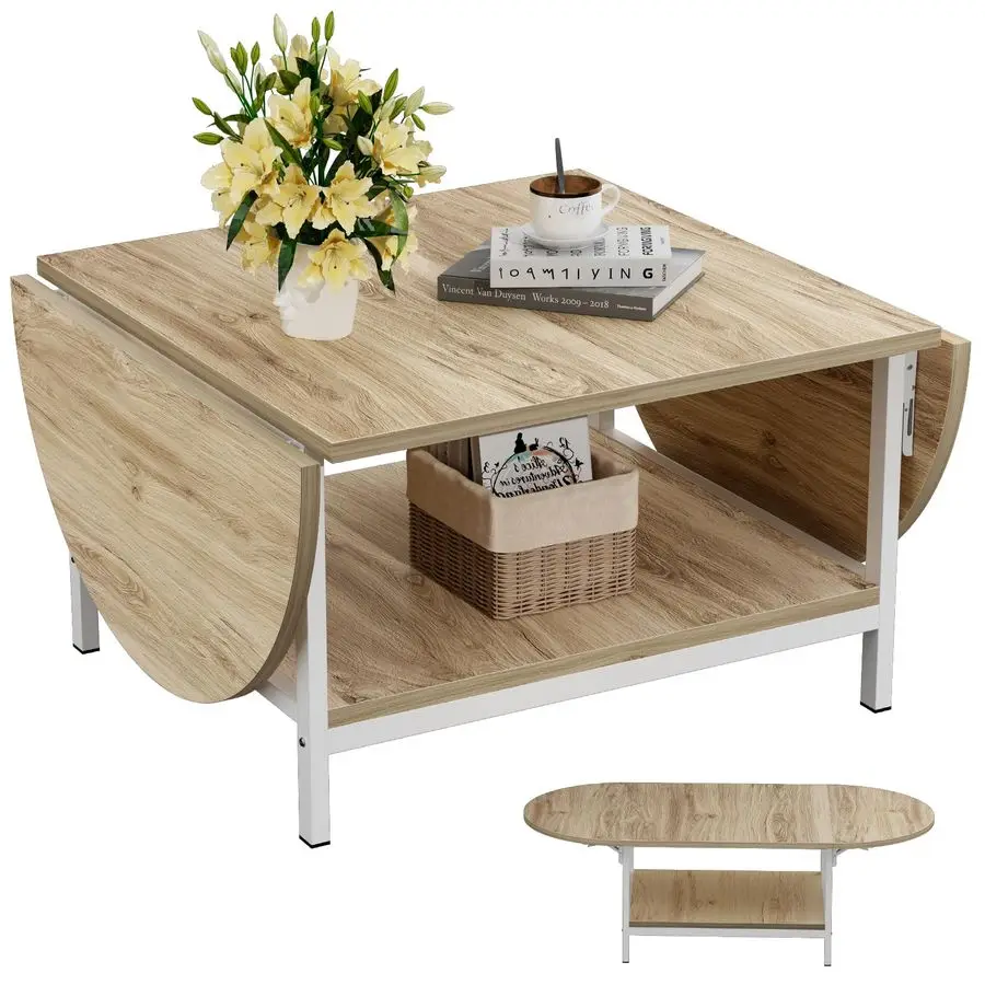 

Modern Coffee Table 2Tier Extended Coffee Tables for Living Room 2Tier Small Extended Table with Storage White Center Table for