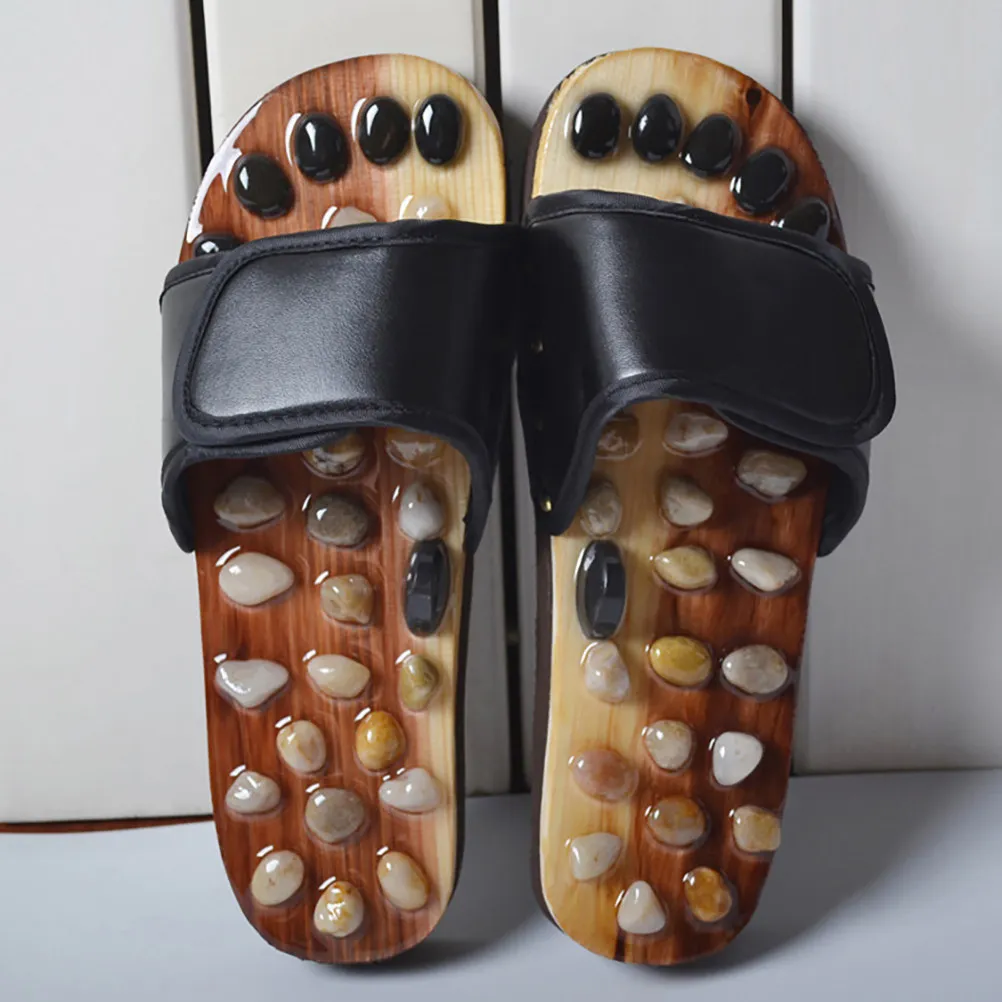 Black Foot Care Shoes Size 41 Eva Fabric Reflexology Acupressure Massage Slippers Foot Pain Relief Improve Circulation Arthritis