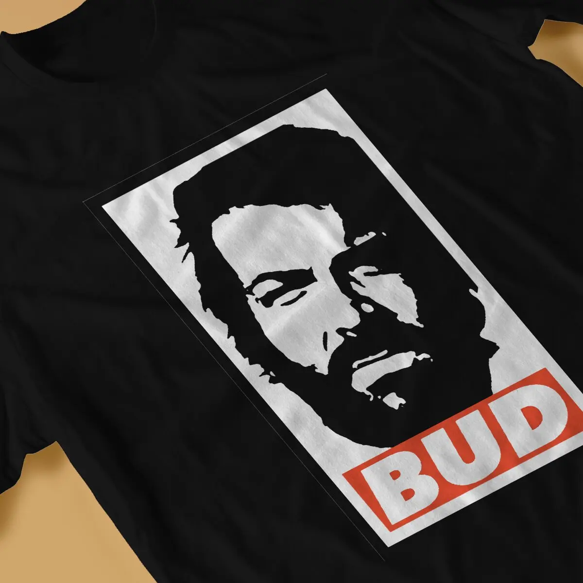 Humorous Bud T-Shirts for Men Round Collar Cotton T Shirt Bud Spencer And Terence Hill Short Sleeve Tee Shirt 4XL 5XL Clothing