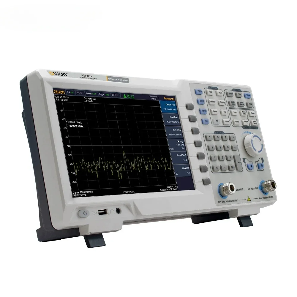 Faixa de frequência do analisador de espectro XSA805 de 9 kHz até 500 MHz Relação de resolução OWON 1280 × 800 9 polegadas LCD EMI Teste XSA805TG