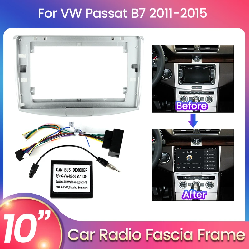 Car Radio Facial Frame for Volkswagen VW Golf 6 2008 - 2016 with Wiring Cable Harness Connector Car multimedia host framework