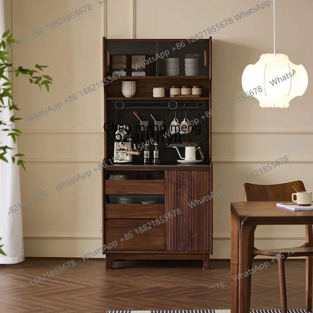 G153 North American black walnut solid wood side cabinet Nordic rock slab integrated wall kitchen locker