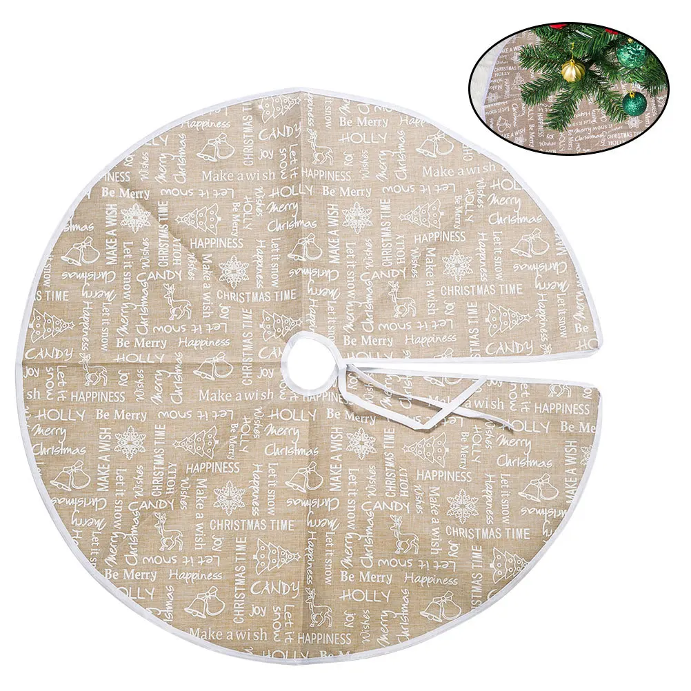 

100Cm Christmas Tree Skirt Decorative Round Shape Letter Printed Fabric Tree Cover for Festive Holiday Seasonal Display