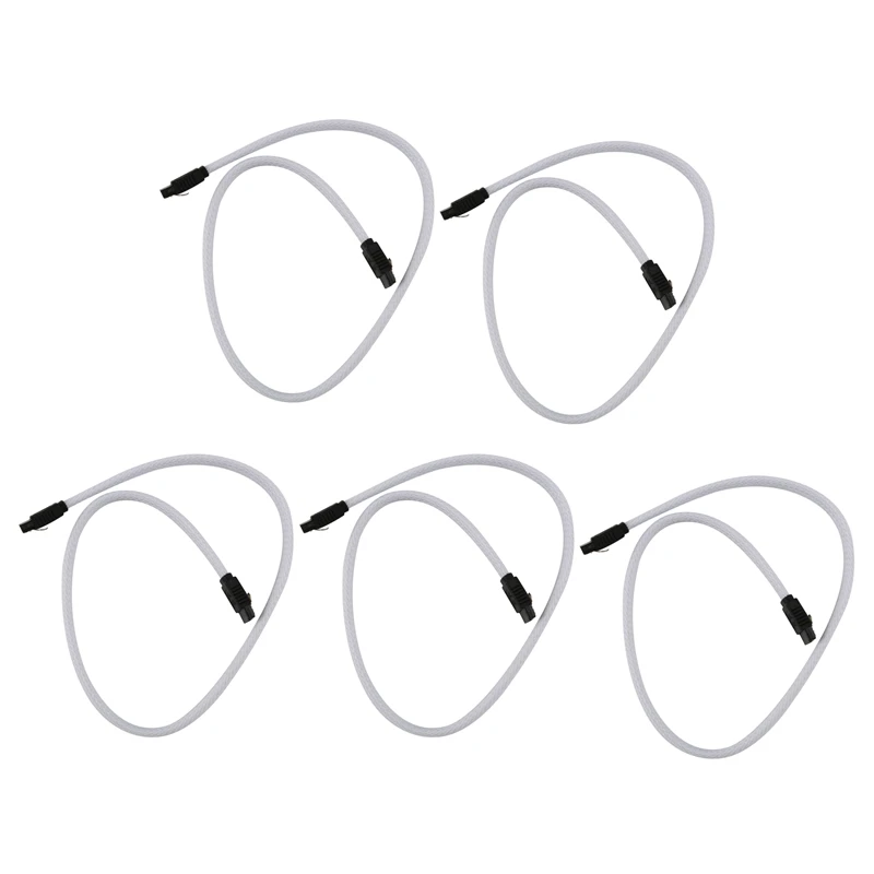 SATA 3.0 III SATA3 7 핀 데이터 케이블, SSD 케이블, HDD 하드 디스크 데이터 코드 프리미엄 버전 (흰색), 5X 50cm, 6 Gb/S