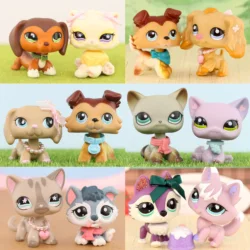 2 pcs Minilpsshop Pet Shop Dogs and Cats Collectable With Accessories Best Gift For Kids Toy for lps