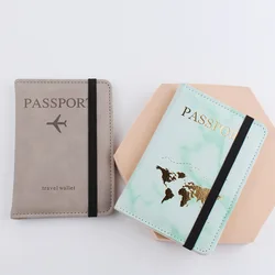 Elastic Band Leather Passport Cover RFID Blocking for Cards Travel Passport Holder Wallet Document Organizer Case Men Women