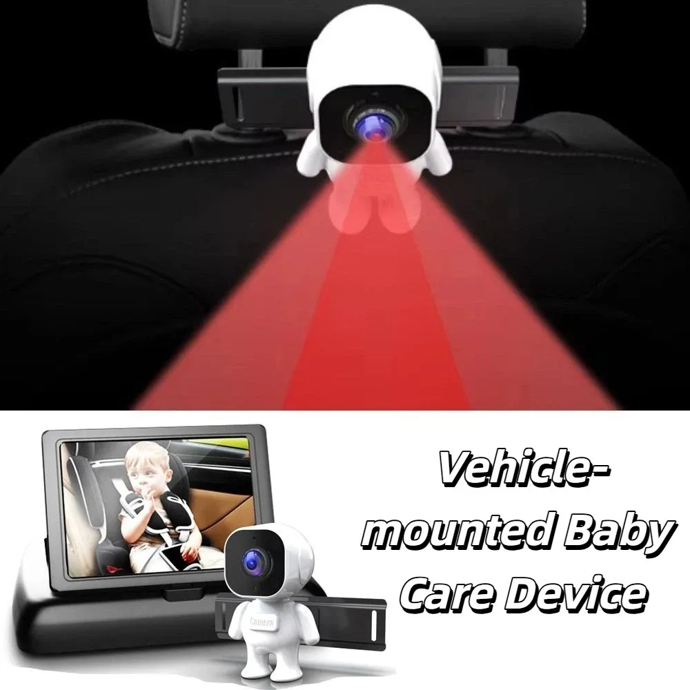 4.3 Inch Screen Baby Car Mirror Suction Cup Mount Night Vision Baby Car Monitor Infrared Camera Folding Display