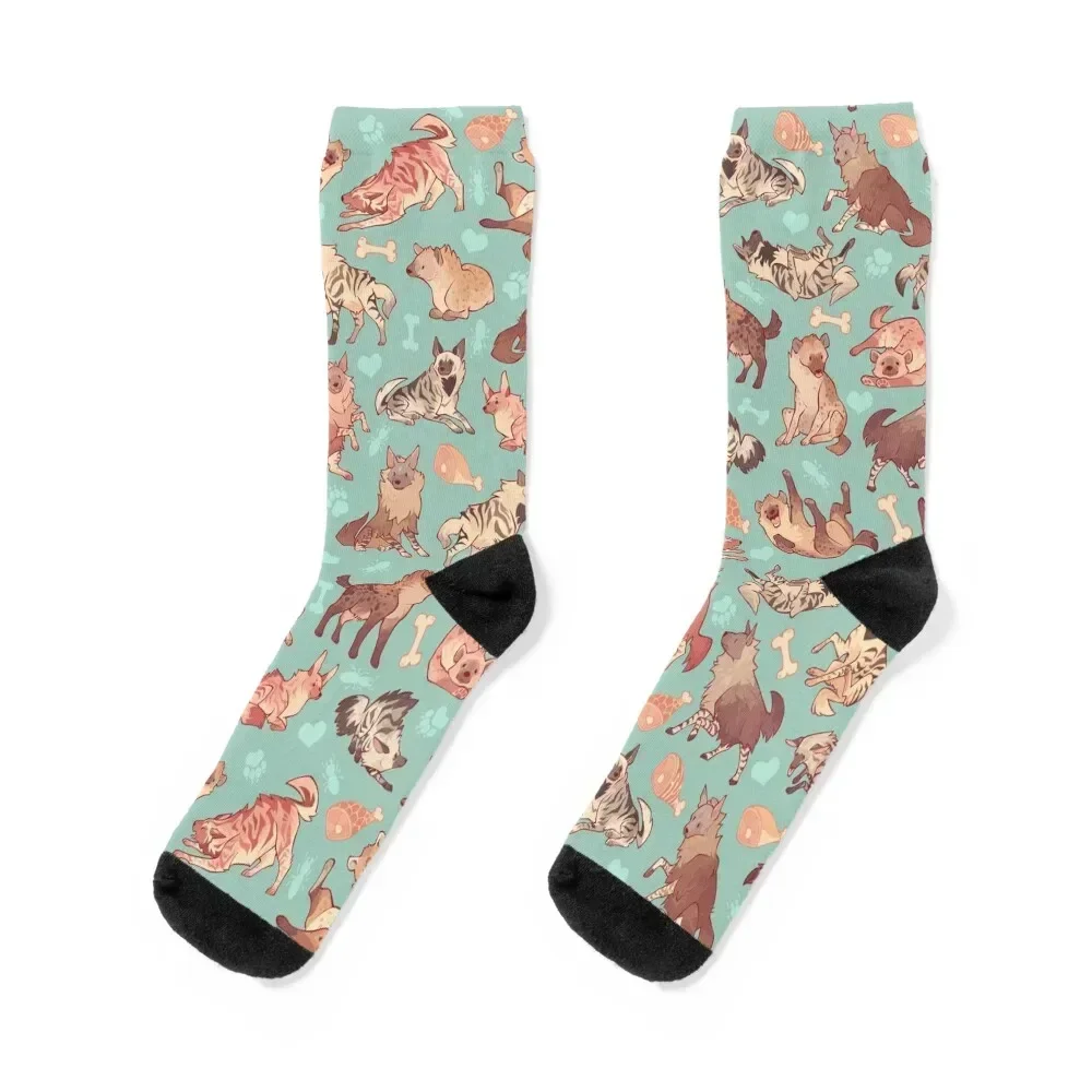 Hyenas in minty Socks Thermal man winter floral japanese fashion Girl'S Socks Men's