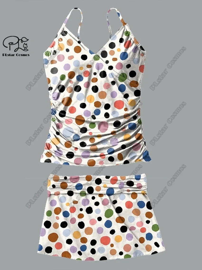 Women's V-neck summer small fresh floral print suspender skirt two-piece swimsuit suit holiday travel new swimsuit  Q-21