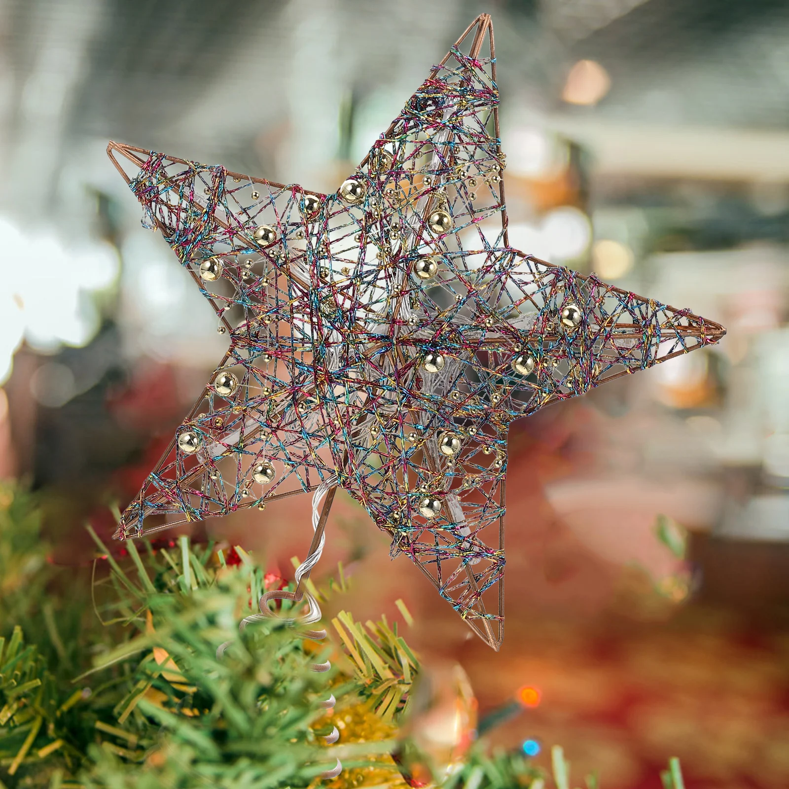 

Festive Star Tree Topper with LED Lights Sturdy Iron Christmas Decoration for Xmas Tree Holiday Party Home Ambiance Enhancer