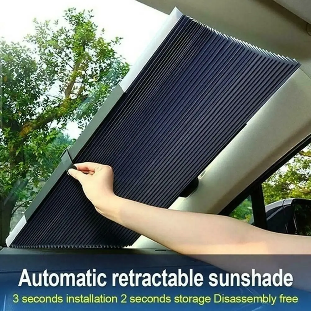 Auto Retrátil Car Windshield Sun Shade, Extensão Automática, Cover Window Sunshade, UV Sun Visor, Cortina Protetor, 46cm