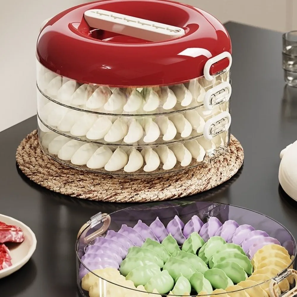 

Multilayer Dumplings Box Stackable Transparent Food Storage Container Timeable Airtight Lid Wonton Storage Box Kitchen Storage