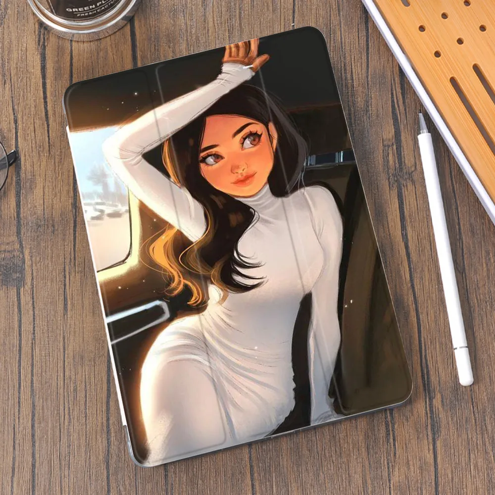 Pretty Girl Case Pro 10.5 11 12.9 2021 for iPad Air 5 Mini 6 9th Generation 10.2 8th 7th Air 1 2 3 6th 5th with Pencil Holder