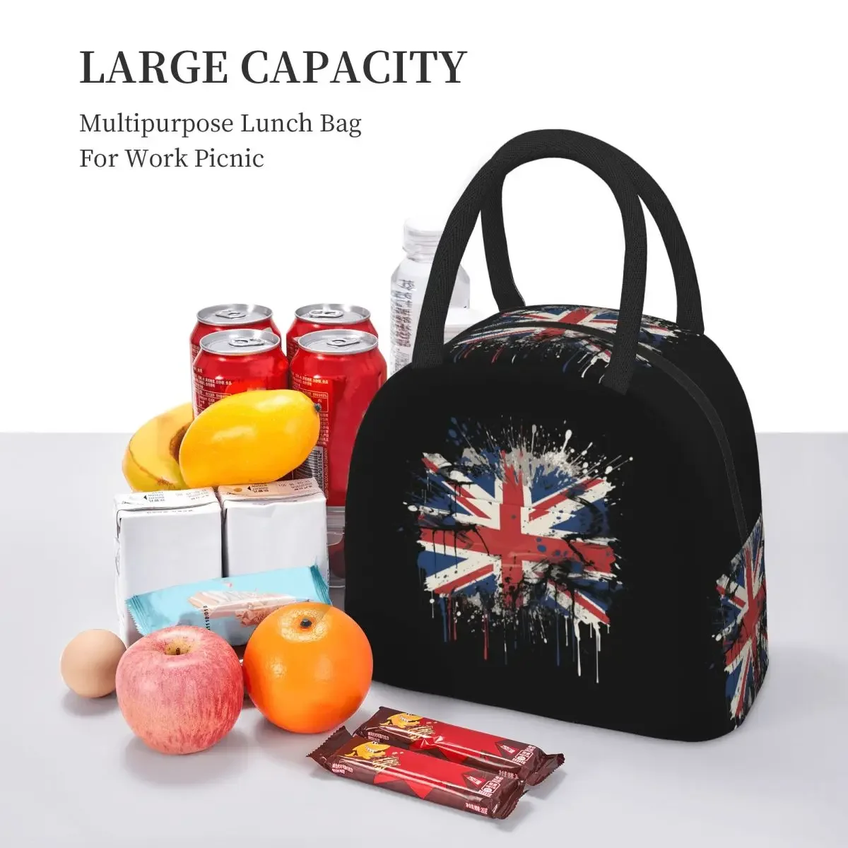 Union Jack Flag Of The UK Insulated Lunch Bag for Women Office Cooler Thermal Food Box Tote Leakproof Lunch Boxes Container