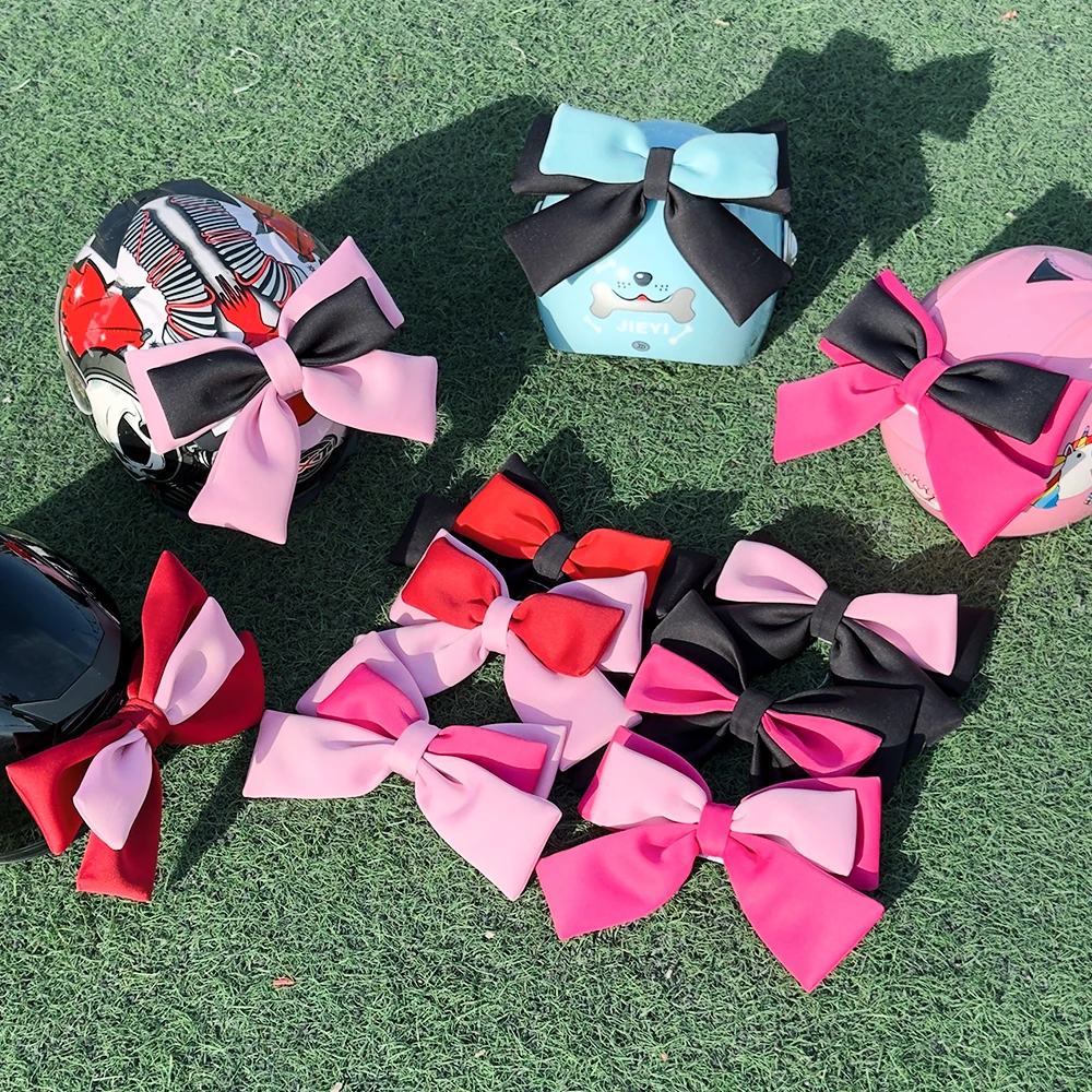 Electric Vehicle Helmet Bow Decoration Cute Bowknot Cloth Satin Ribbon Bow Helmet Decoration Motorcycle Helmet Accessories