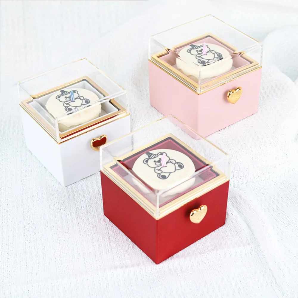 

Valentine Bear Flip Ring Box Ring Display Storage Box Mini Cake Gift Boxes Jewelry Girlfriend Gift Birthday Gift Packaging Box