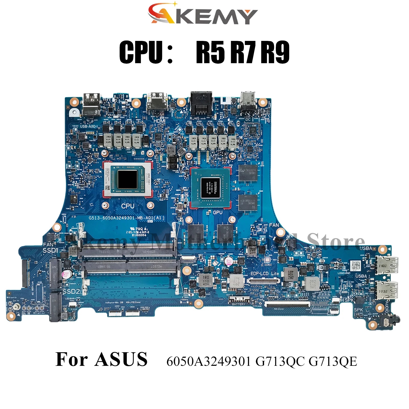 

6050A3249301 Материнская плата для ноутбука ASUS ROG Strix G15 G713QE G713QC G513Q Материнская плата для ноутбука с процессором R5 R7 R9 tests ОК быстрая доставка