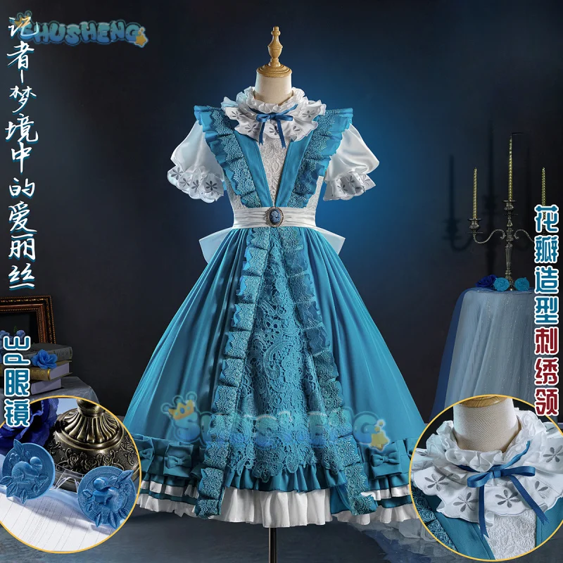 لعبة الهوية الخامس الصحفي تأثيري حلي أليس في دريم لاند فستان الهالوين كرنفال حفلة عيد الميلاد لعب الأدوار الملابس