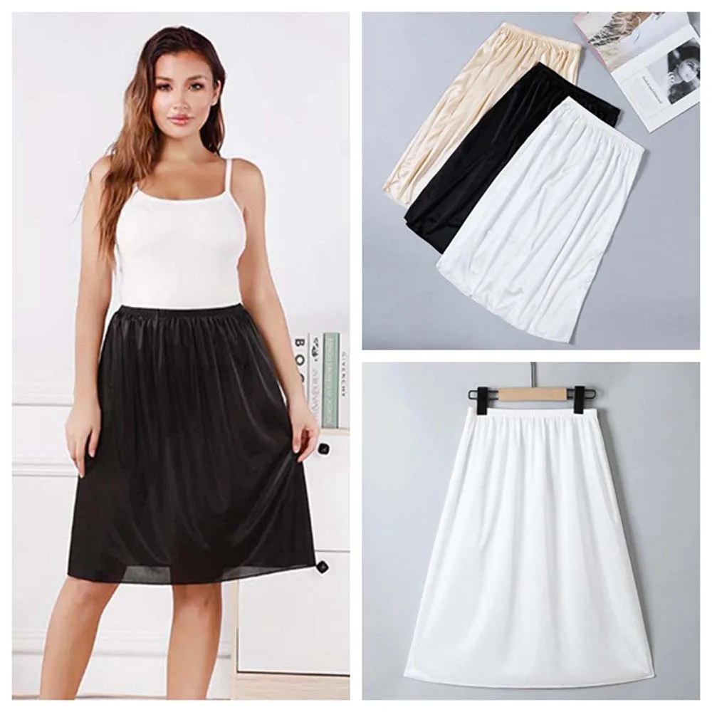 Skirt Accessories Women Dress Underskirt Slips Half Length Vestidos Half Slips Petticoat Solid Color Innerwear