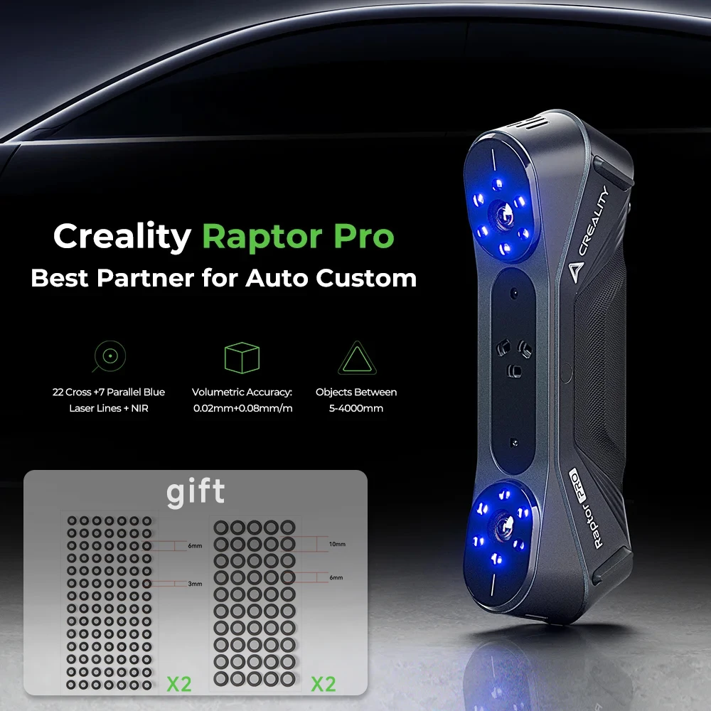 Creality cr-scan escáner 3D Raptor Pro alta velocidad de escaneo 60fps NIR escaneo a todo Color de 24 bits luz con estructura NIR