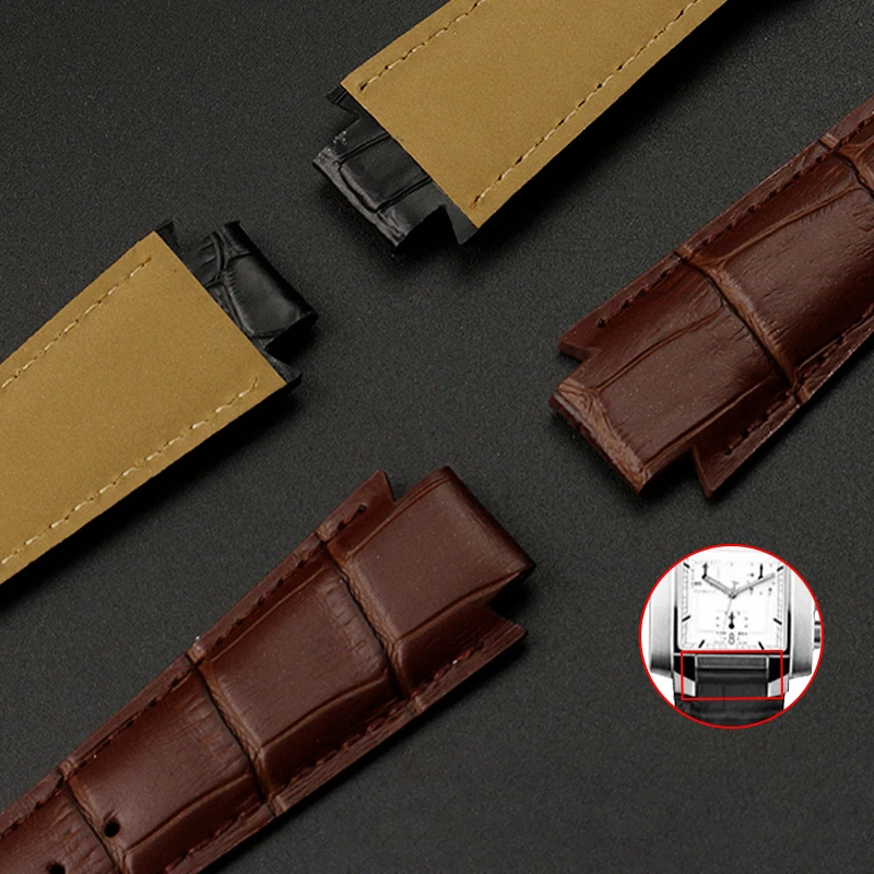 For Tissot 1853 T60 Strap Belt T60.1.513 Women Bracelet Convex End Watch Strap 24x14mm Cowhide Leather Watch band accessories