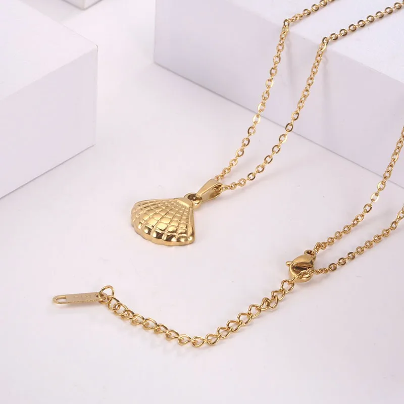 IMI الجنكة بيلوبا قلادة التيتانيوم الصلب قسط الفرنسية المتخصصة الإناث اللؤلؤ مروحة الترقوة الإضافية قذيفة YL030