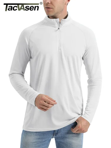 Imagen 2 del producto TACVASEN-camisetas UPF 50 + para hombre, camisa de manga larga con cremallera y protección UV, para pesca, senderismo y rendimiento, 1/4
