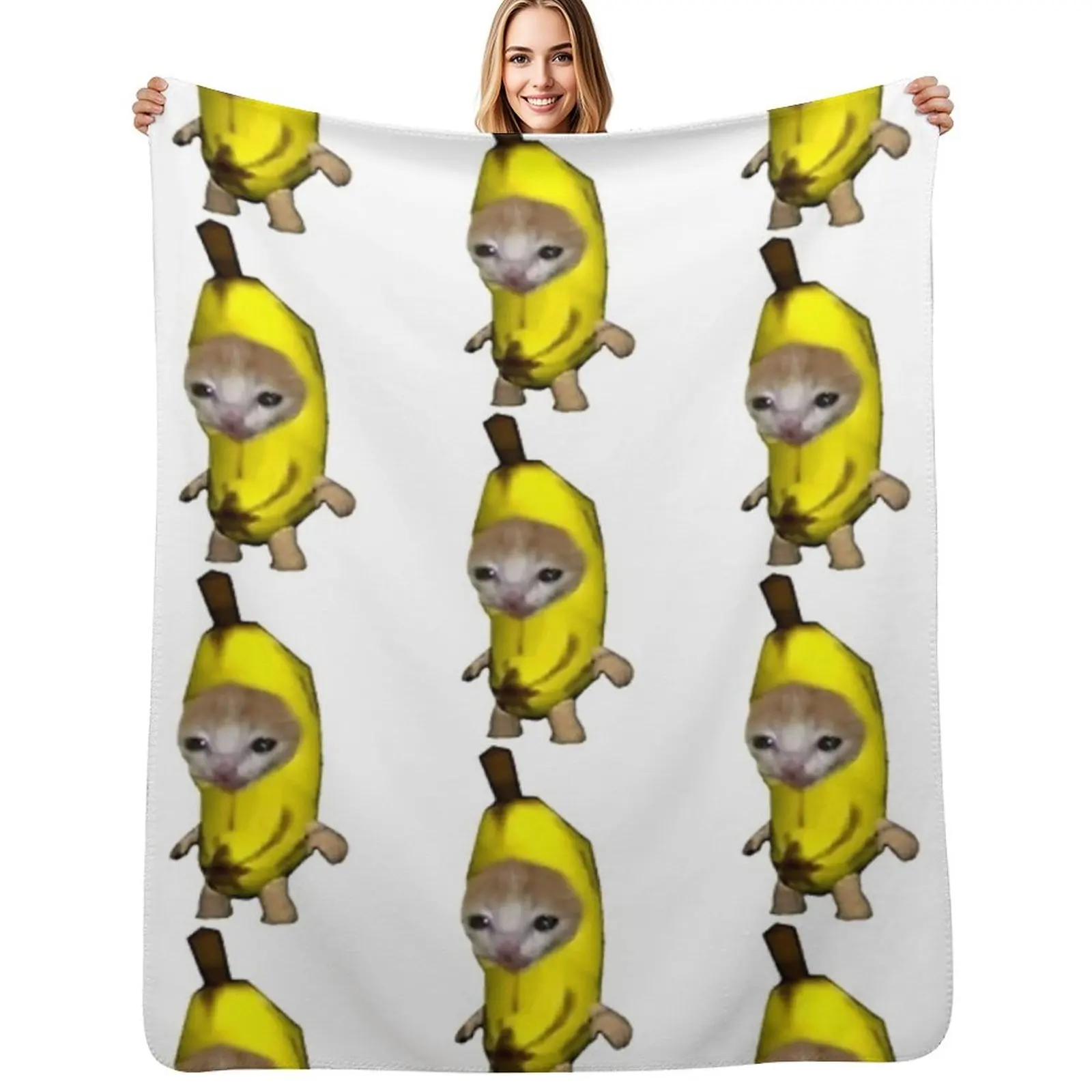 

Banana kitten Throw Blanket bed plaid Furry Luxury St For Baby Blankets