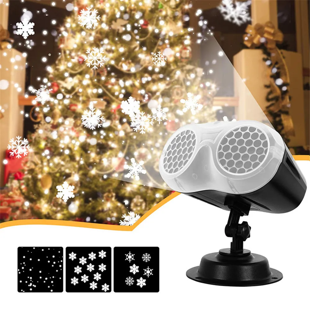 

LED Christmas Snowflake Dual Cylinder Laser Light Snowfall Projector Moving Snow Outdoor Garden LED Laser Projector Lamp for New