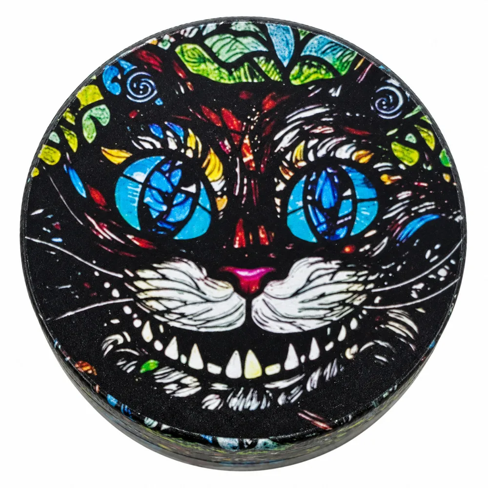 Grinning Cat Metal Herb Grinder 50mm Four Layer Cartoon Design Hand Operated Pepper Mill Dry Herbs and Spice Kitchen Accessory