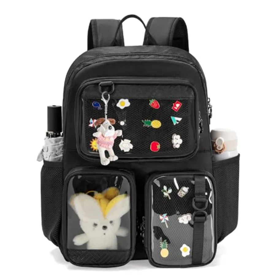 

Ita Bag Pin Display Backpack with Insert, Kawaii Aesthetic Backpack with Laptop Sleeve for Cosplay and Concert, Pins NOT Includ