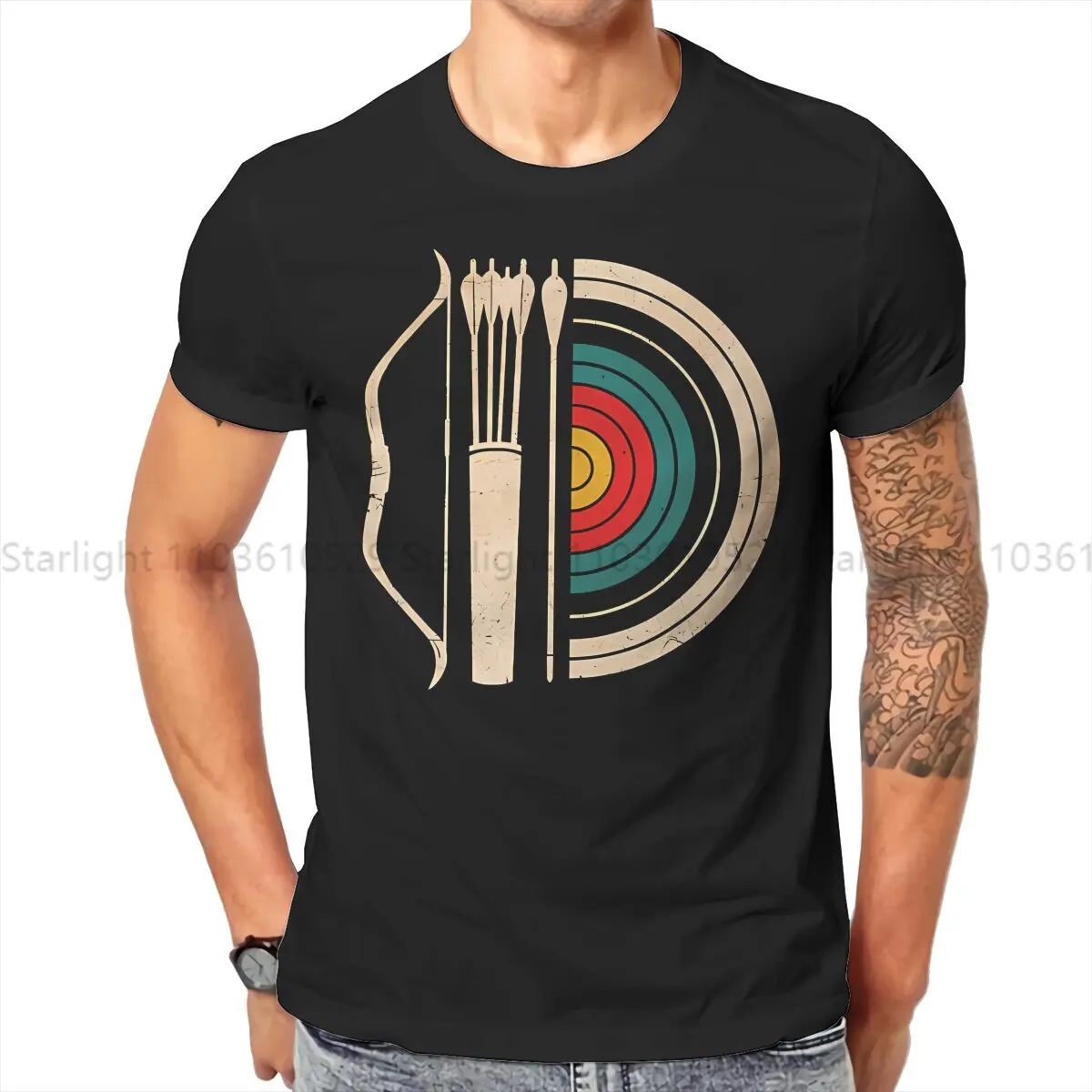 Target Bow And Arrow Vintage Man's TShirt Archery O Neck Tops T Shirt Funny Birthday Gifts