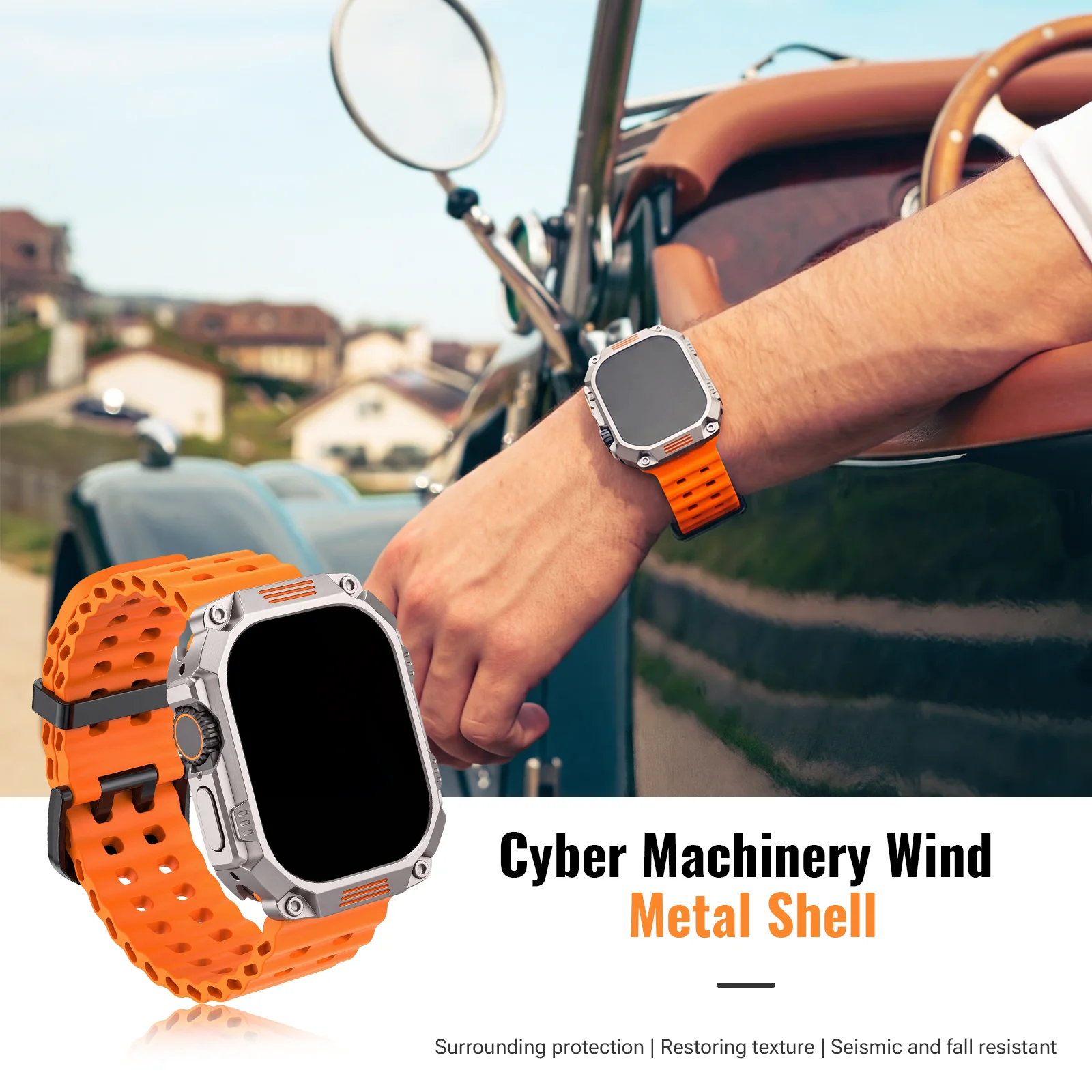 2 sztuki, silikonowy pasek + etui do Apple Watch Ultra 4 3 2/Series 12 11 10 9 8 7 6 5 4-1/SE, 44 mm, 45 mm, 49 mm, IWatch S12 46 mm, twarda obudowa PC. — zdjęcie produktu 6