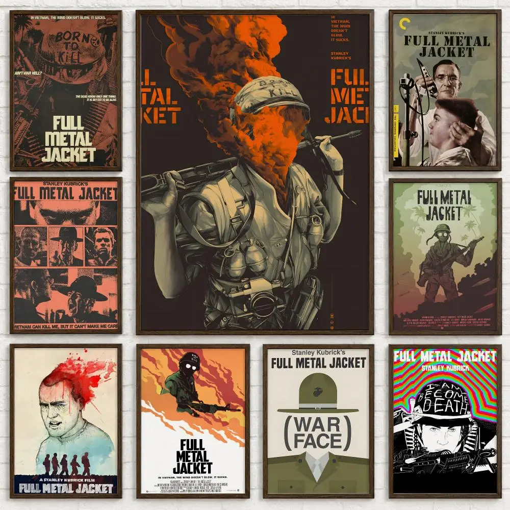 Movie Full Metal Jacket Poster Self-adhesive Art Waterproof Paper Sticker Coffee House Bar Room Wall Decor