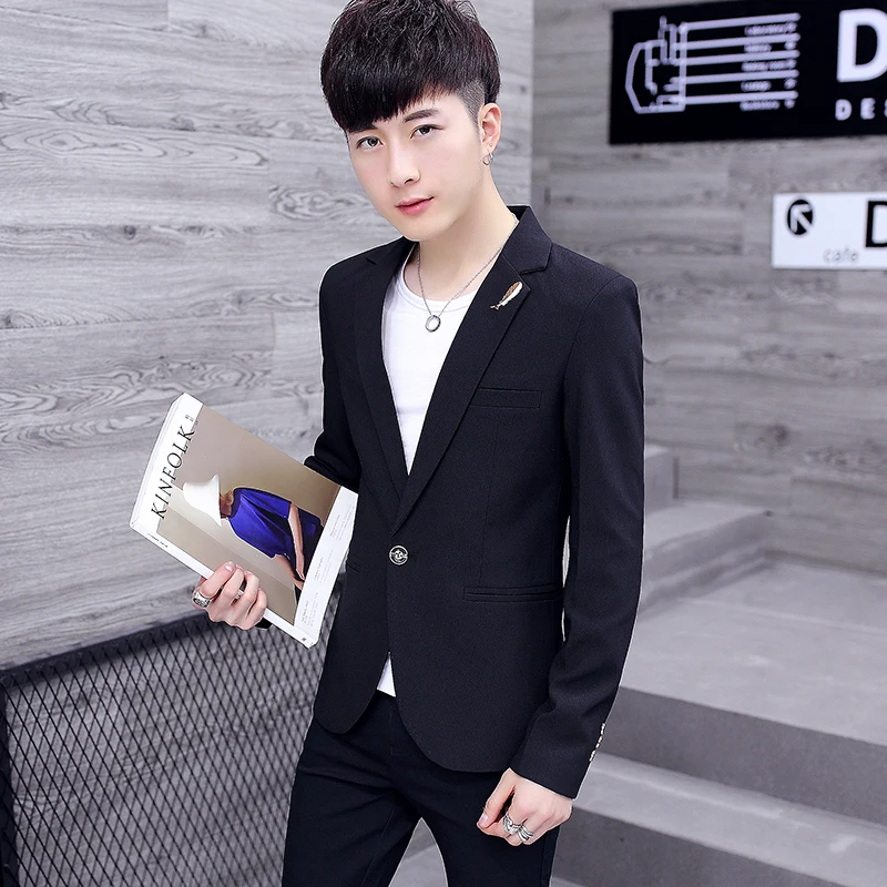 

Bla Slim Fit Повседневная мужская куртка Универсальный Busin Faion Весенне-осенний топ Quali Stand Cut Long Sve на одной пуговице