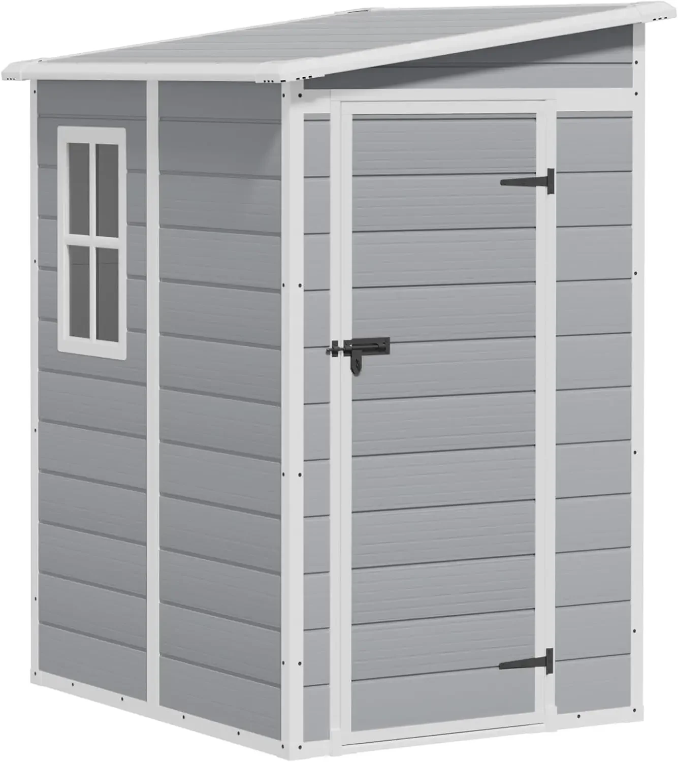 5' x 4' Resin Weather Resistant Outdoor Storage Shed with Floor for Garden,Backyard,Pool Tool, Light Grey