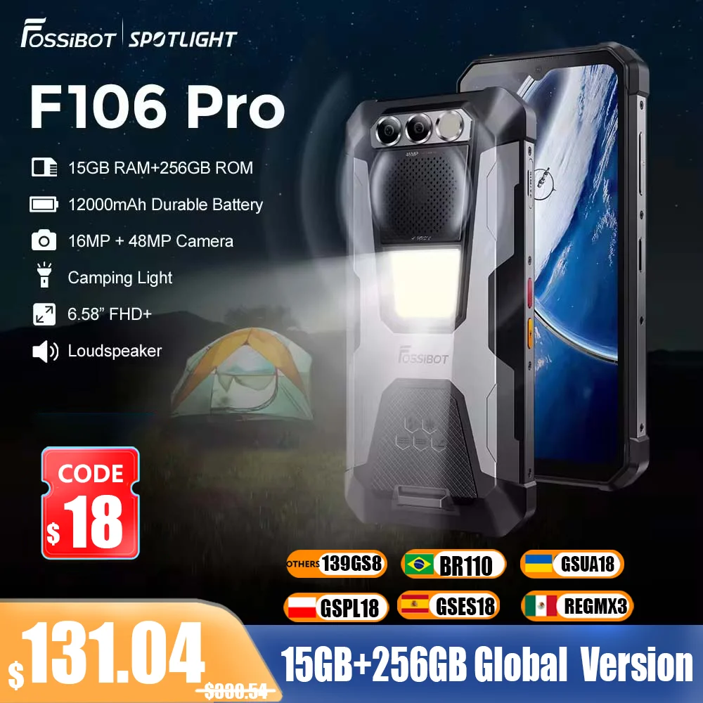 [World Premeire] FOSSiBOT F106 PRO Smartphone robusto 15GB + 256GB MTK G85 Android 14 12000mAh Celular CelularS 6,58 ”FHD + 30W