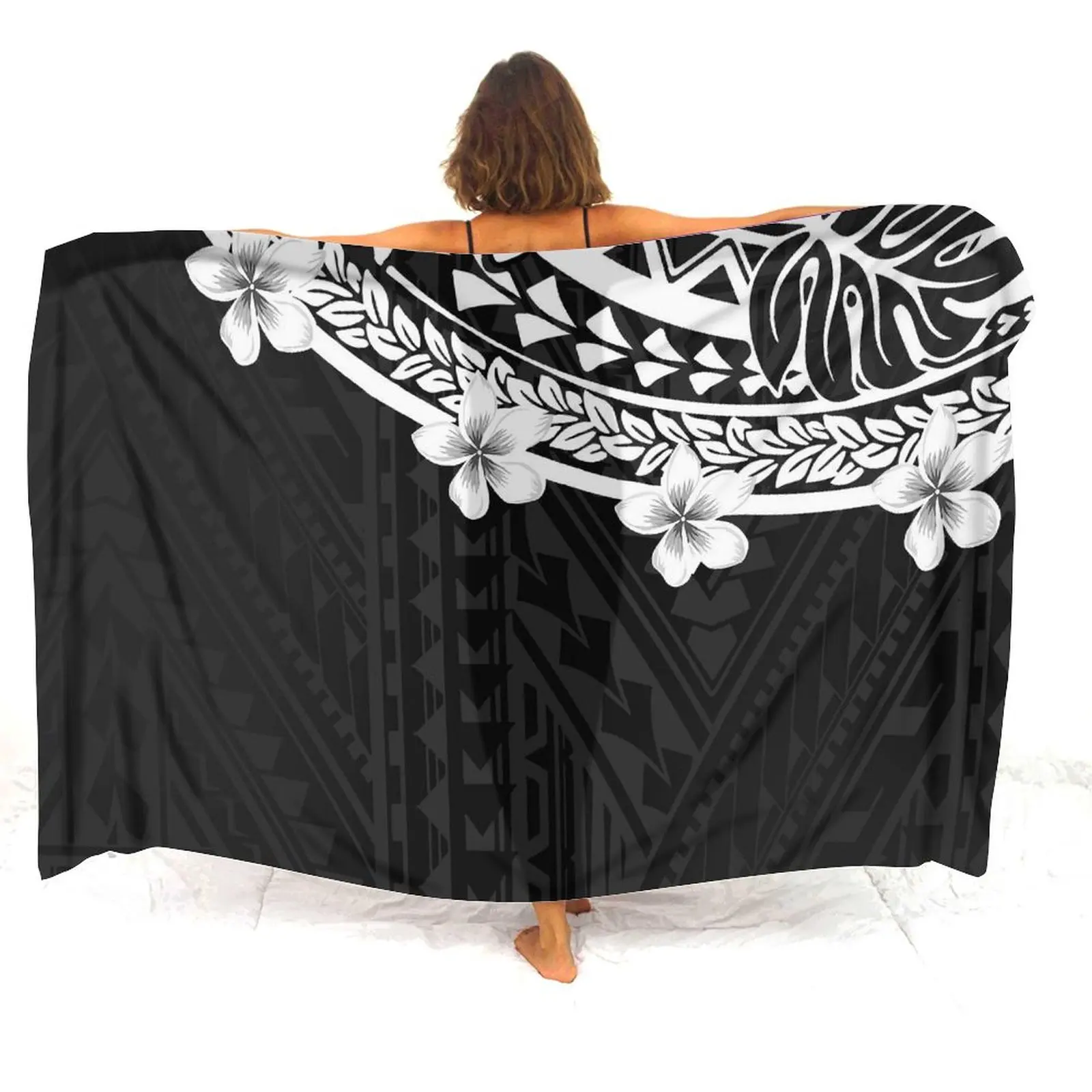 2024 New Sarong Polynesian Tribal Design Custom Art Print Soft Comfort Sarong Seaside One-Piece Sun Protection Cape