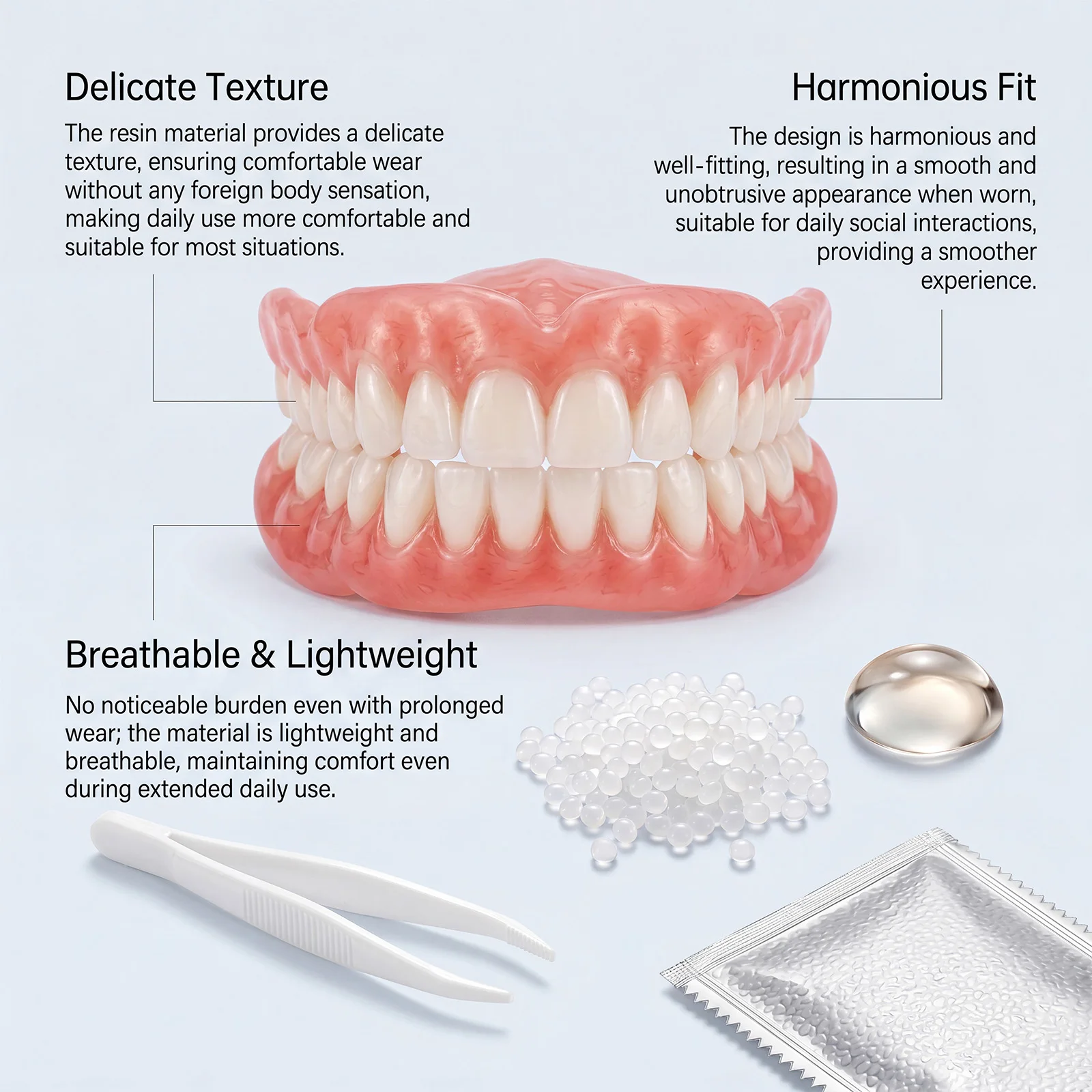 Denture Adjustment Kit - Comfortable Fit, Skin-Friendly Material for Long-Term Wear with Easy Application and Secure Adhesion