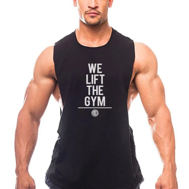 Brand Gym Fitness Mens Clothing Casual Tank Top Muscle Sleeveless Sporting Running Workout Cool Printed Fashion Singlets