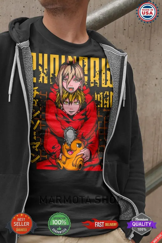 Power Denji Shirt Chainsaw Man Anime Tee T-Shirt Waifu Ecchi Sexy Makima Devil