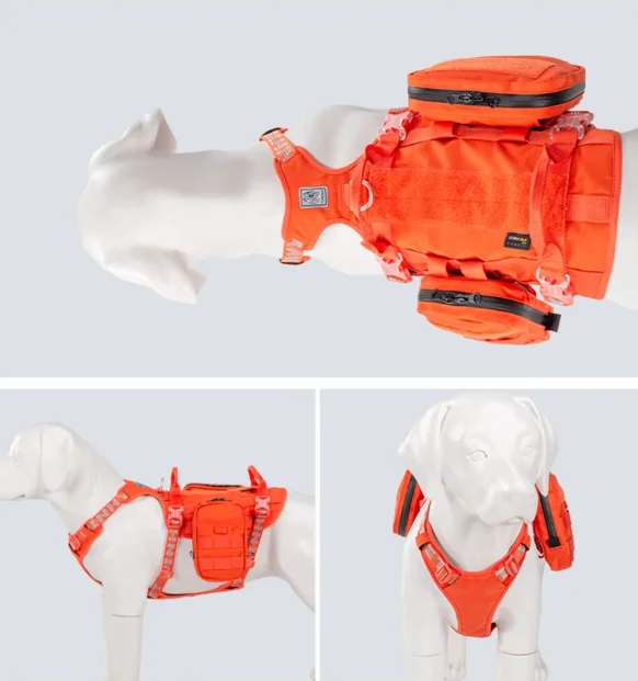 WINHYEPET YH1806 Back-Clip No Pull Dog Harness, Built-in Storage Bag, 3M Reflective Outdoor Vest for Puppy Small Large Dogs