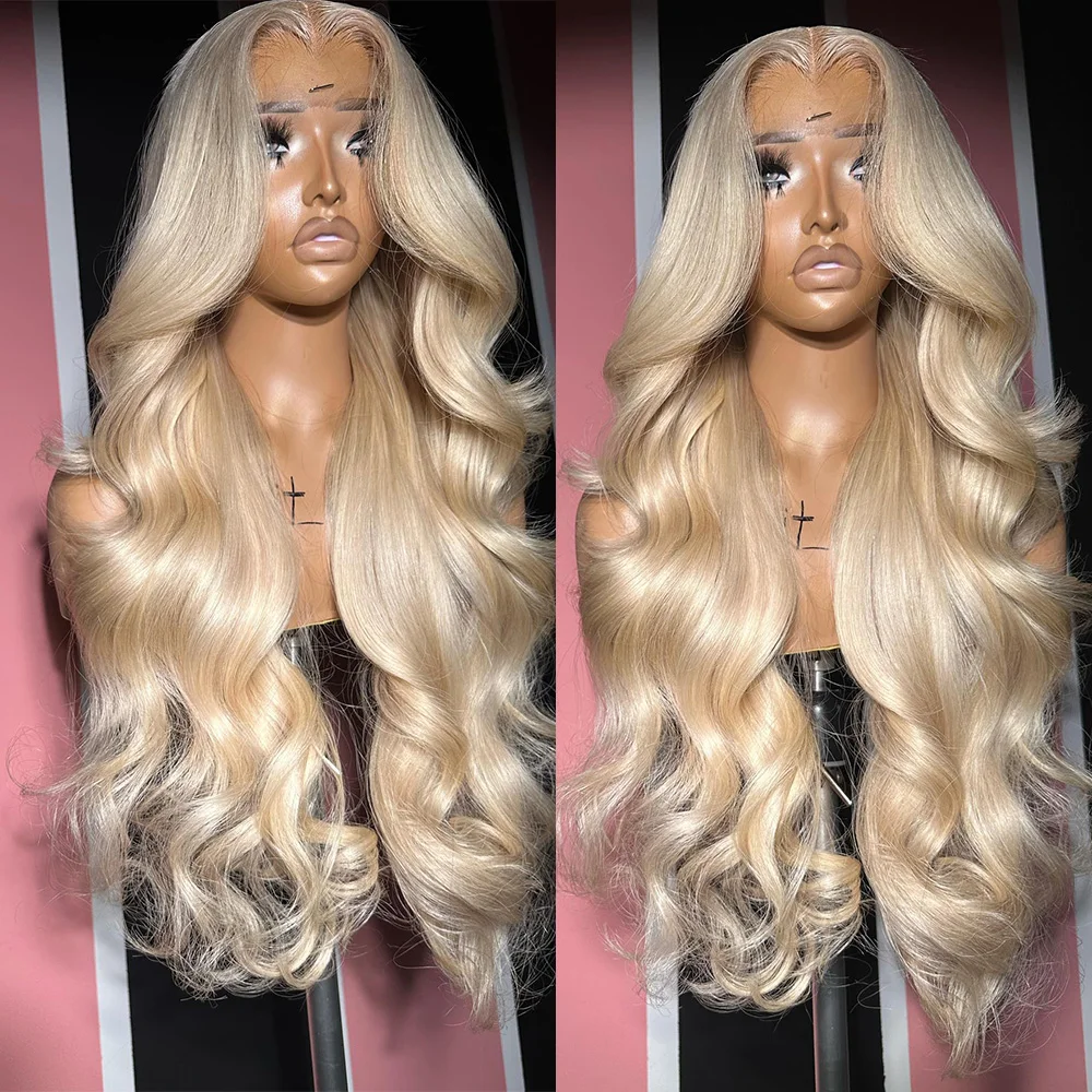 #4 Dark Brown Omber #613 Blonde Root Body Wave 13X6 Transparent Lace Frontal Human Hair Wig 180% Remy Preplucked Lace Wigs 34\