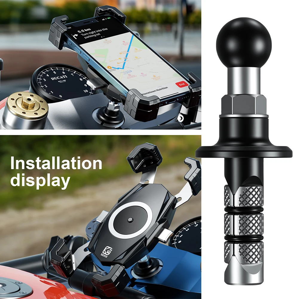 

Black Fork Stem Base 17mm 25mm Ball Mount Adapter Aluminum Alloy Bike Phone Mount Front Fork Bar Ball Head Motorbike Accessories