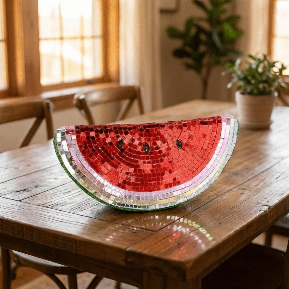 Reflective Watermelon Shape Disco Ball Cute Handmade Watermelon Mirror Ornament Decorative Watermelon Tabletop Decoration Indoor